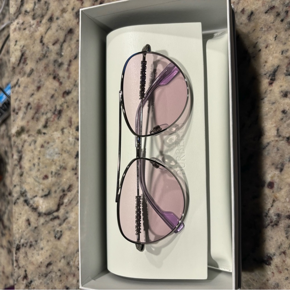 Burberry Silver Framed Purple Len Sunglasses